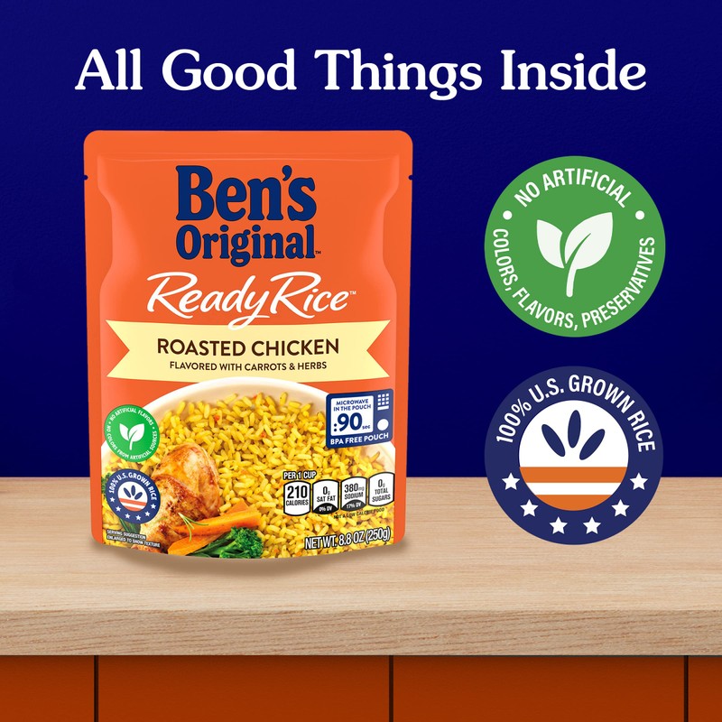 BEN'S ORIGINAL Ready Rice Roasted Chicken Flavored Rice, Easy Dinner