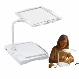 Rechargeable Lighted Magnifying Glass with Stand – Hands Free 5X Magnifier with LED Light for Crafting, Sewing, Hobbies, Electronics Repair, Reading for Seniors–Free Stable Base, Adjustable Angle