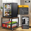 WOUDY Mini Fridge Table with Storage and Wheels, Mini Refrigerator