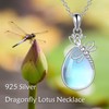 CRMAD Moonstone Necklace for Women Sterling Silver Dragonfly Moonstone Necklace