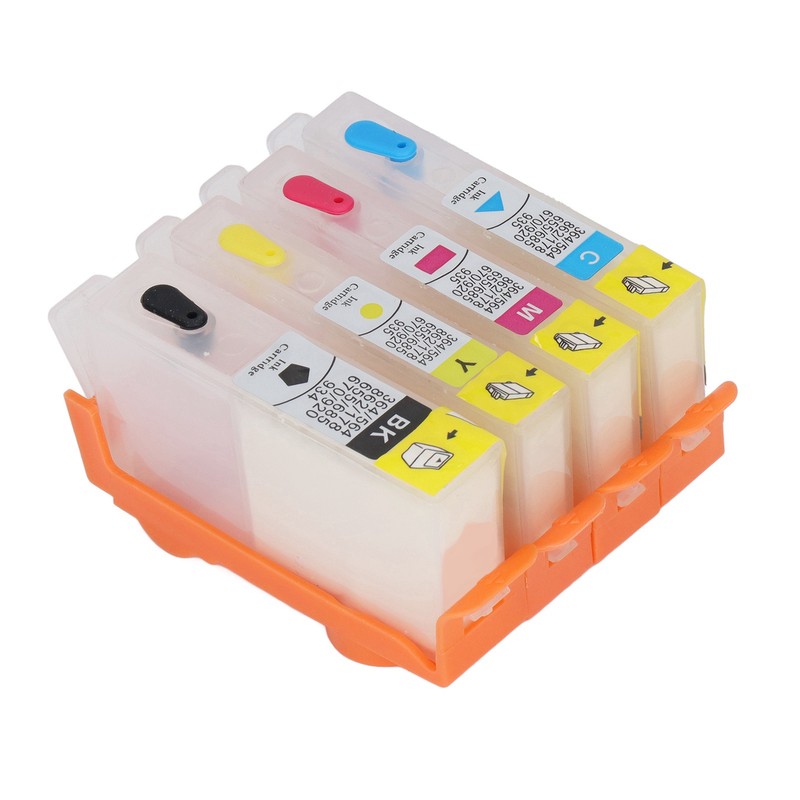 4 Pcs Ink Cartridge Black Blue Magenta Yellow Permanent Chip