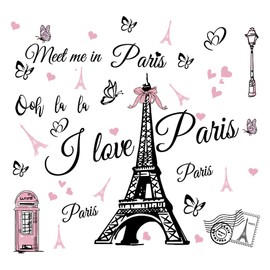 Paris Tower Wall Stickers Eiffel Tower Wall Decal Peel and Stick Paris Tower Wall Decor Wall Art Sticker for Bedroom Living Room Sofa Backdrop TV Wall Decoration Home Decor.