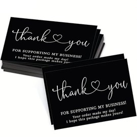CAA Trading™ 50 x Black Thank You for supporting my small business cards Thank you customer appreciation (50 Cards)