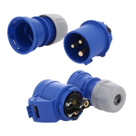 16 Amp 240v Site Trailing Plug & Socket 230v 16a 3 Pin PCE 240 Volt Blue Hook Up 1X 3001655 1X 3001678
