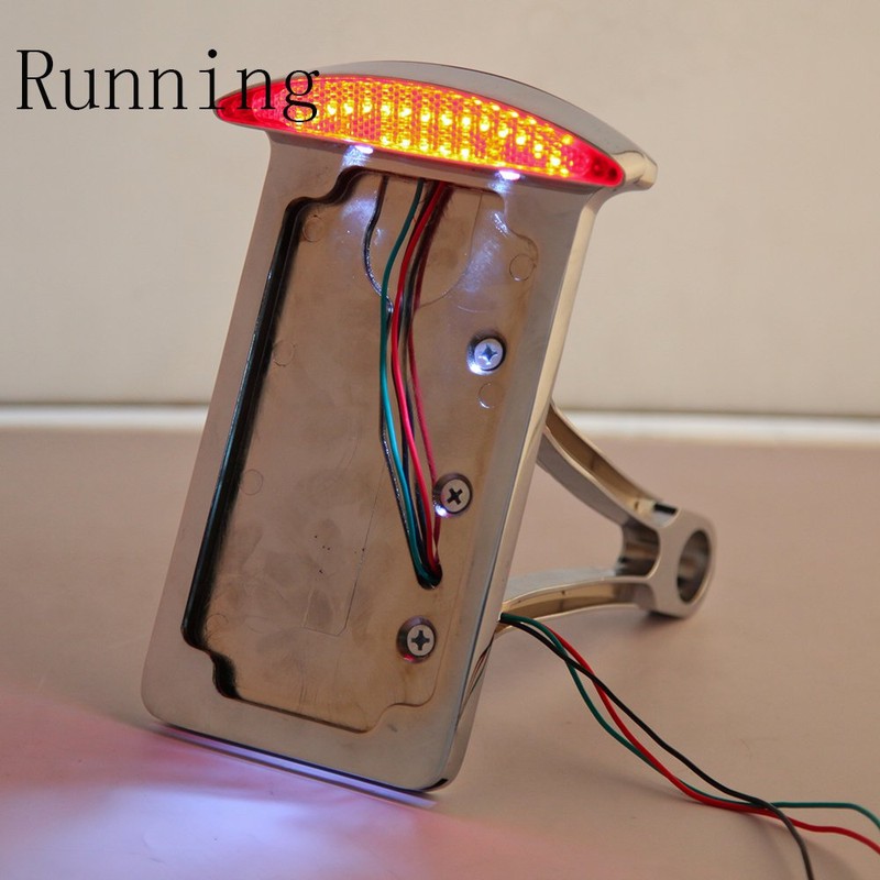 Motorcycle Side Mount License Plate Frame Tail Light For Harley