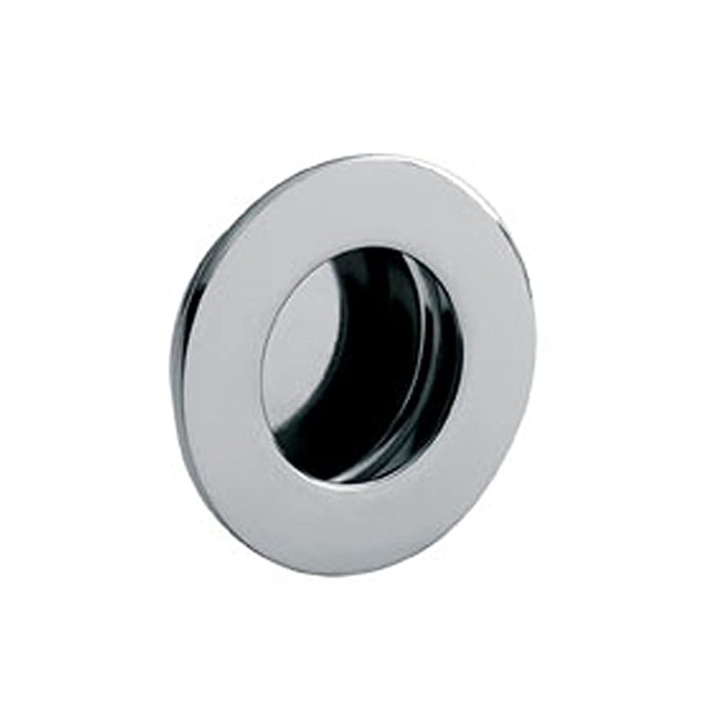 Circular Low Profile Recessed Flush Pull - 80mm Diameter- Bright