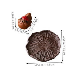 ULTECHNOVO Miniature Ceramic Burner for Home Office Compact Decorative Figurine with Lotus Leaf Tray Japanese Style Incense Stand for Meditation Relaxation