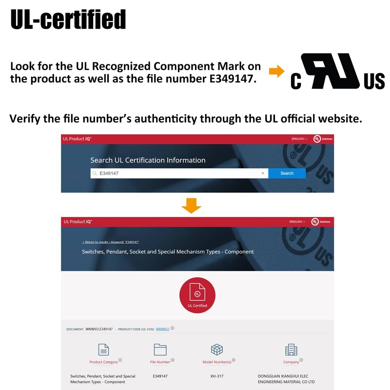 UL-Certified 4-Pack Foot Pedal Switch, Round Floor Lamp Inline Switch