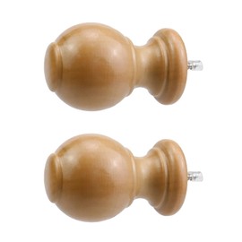 Antrader Finials for Curtain Rods, Wood Curtain Rod Finial Screw on Curtain Rod End Caps Drapery Rods Replacement Finials Fit for 1.14 Inch/29mm Curtain Rods Pack of 2 (Wood Color)
