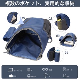 Junkisha Folding Backpack, Ultra Lightweight, Large Capacity, Popular, Foldable, Waterproof, Durable, Men's, Simple Design, For Outdoor Activities, Hiking, Travel, Unisex, Bag Included, blue