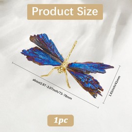 GORGECRAFT Blue Tourmaline Dragonfly Statue Gold Alloy Electroplated Dragonfly Decor Collection Natural Gemstone Home Desk Ornament Outdoor Art Decoration for Living Room Garden Spiritual Gifts