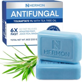 Hermon Soap with Tea Tree Oil – Soothing Body & Face Wash for Itch Relief – Gentle, Refreshing Cleanser for Men & Women – 8 oz Natural Antibacterial Skin Care