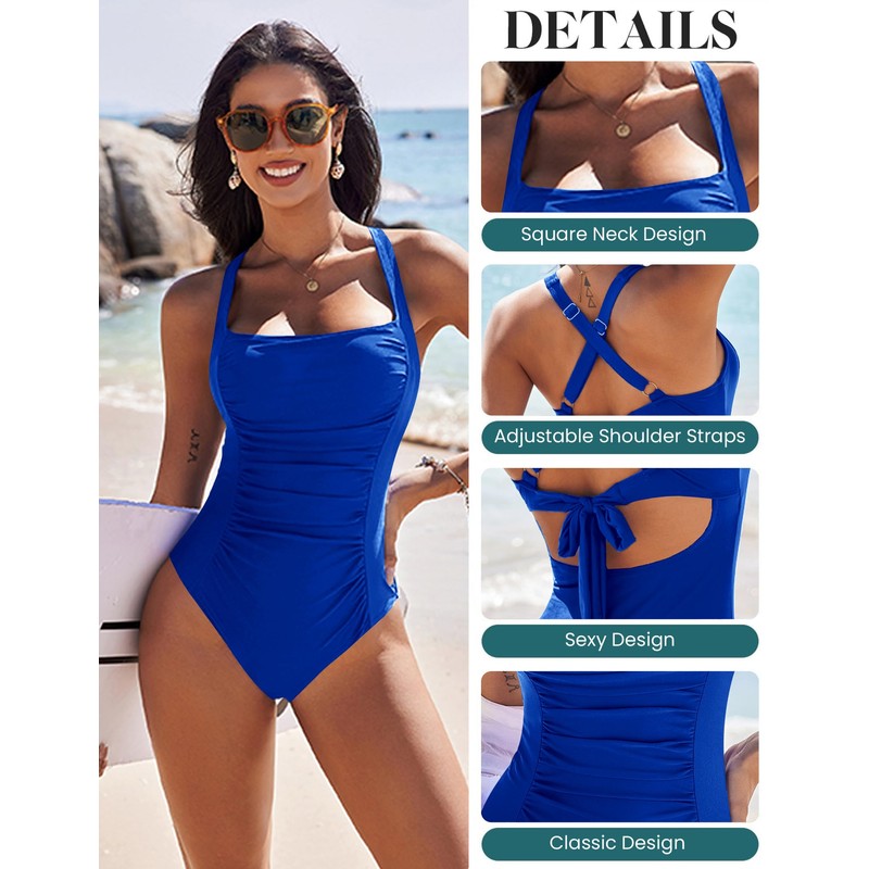 AI'MAGE Women's Sports One-Piece High Waist Beachwear with Cups Swimwear