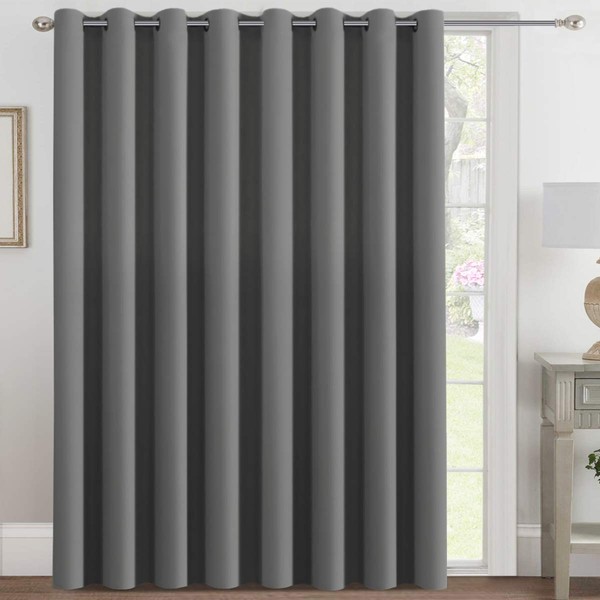 H.VERSAILTEX Blackout Patio Curtains 100 x 96 Inches for Sliding Door Extral Wide Blackout Curtain Panels Thermal Insulated Room Divider - Grommet Top, 8' Tall by 8.5' Wide - Dove Grey