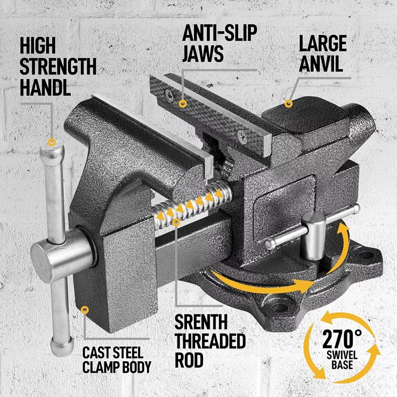 Kitvance 4-1/2'' Multi-Purpose Bench Vise for Workbench Heavy Duty Forged