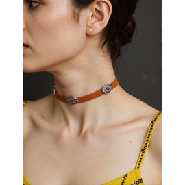 LOOKLITE Western Turquoise Choker Necklace for Women Black Velvet Choker Necklace Boho Rodeo Country Concert Western Jewelry for Women Cowgirl Outfit Accessories, Metal, No Gemstone