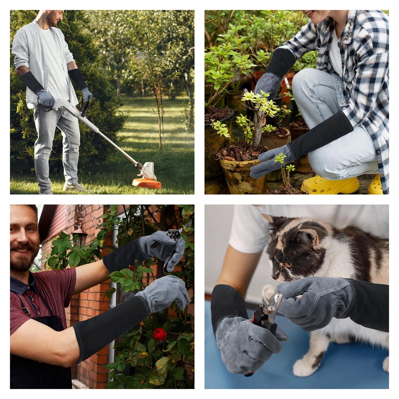 HLDD HANDLANDY Long Gardening Gloves for Women Men - Leather
