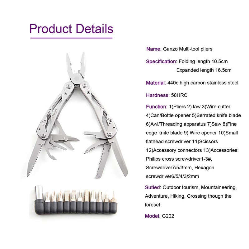 Ganzo Multi Tool G202B/G202 Outdoor Military Camping Pliers with Kits