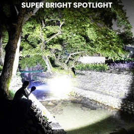 BERCOL Rechargeable Spotlight,2000000 LM Super Bright Handheld Spot Light LED Flashlight High Powered Spotlight Large Searchlight Outdoor with Solar Panels for Boating Camping Hunting