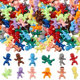 VioraWhite 100 Pcs Little Plastic Babies Tiny Baby Figurines Mini Baby Lil Small Babyshower Bulk for My Water Broke King Cake Games Decorations(Multiple Colors)