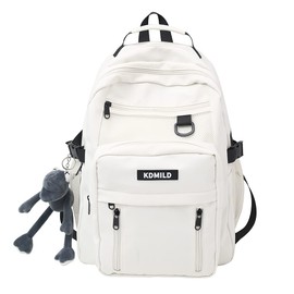 ZESU Korean-Style Backpack, School Commute, Large Capacity, Rucksack, Unisex, Casual Bag, Going to Work or School, High School, white