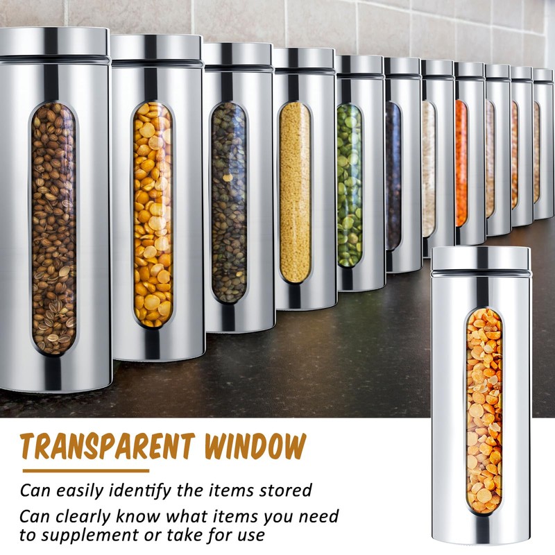 Mimorou 3 Pcs Stainless Steel Canister Set with Glass Windows