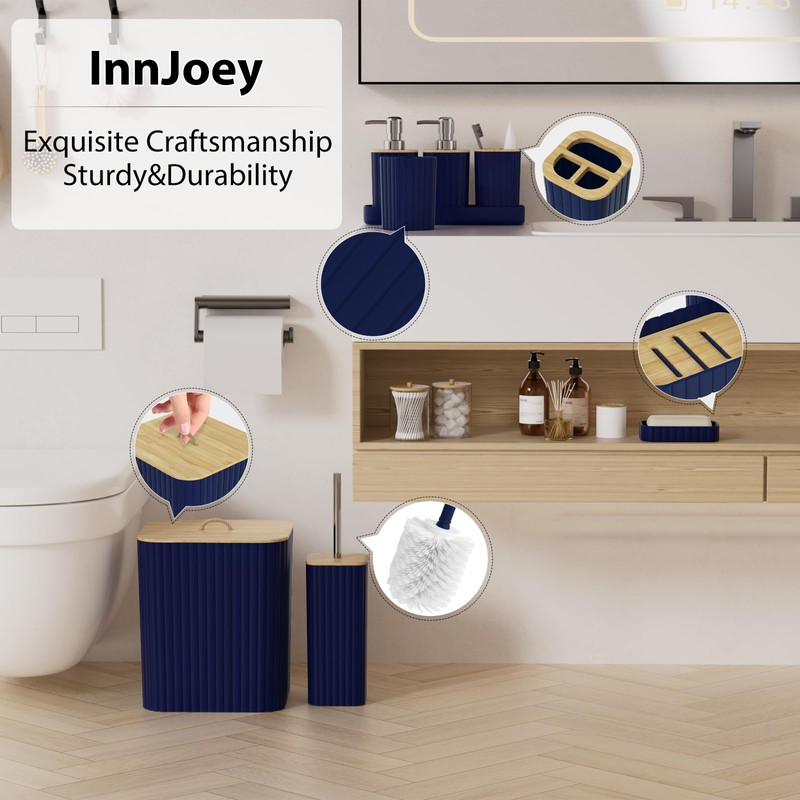 InnJoey Bathroom Accessories Set - 10PC Bathroom Sets, Navy Blue