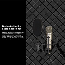 2" X 12" X 12" Acoustic Foam Panels, Beveled 9 Block Tiles, Sound Panels wedges Soundproof Sound Insulation Absorbing (12 Pack, Black)