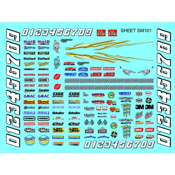 Unbranded Clear R/c Decal Sheet SM100 1/24-1/18th Graphics/Numbe