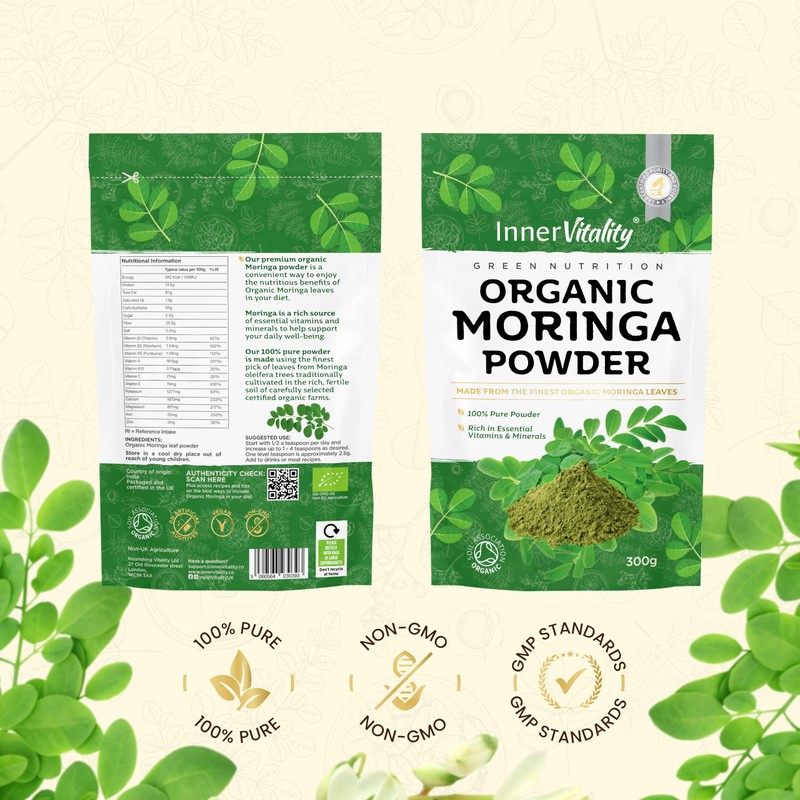 Organic Moringa Powder, Award Winning Premium Pure Leaf Powder Rich