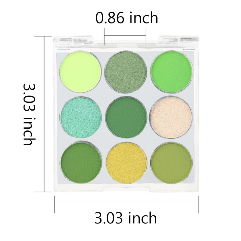 9-Color Shimmer & Matte Green Eyeshadow Palette – Highly Pigmented