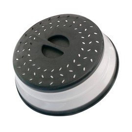 Collapsible Microwave Splatter Cover, 10.5 Inch, Dishwasher-safe, Microwave Plate Cover With Steam Vent，BPA-Free Silicone & Plastic(black)