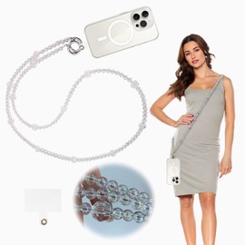 SZSUYAD Colorful Transparent Bead Cell Phone Strap,Radium-Colored Transparent Crossbody Strap,Includes one Tether Tabs, for Most Phones, Bags, and Purses