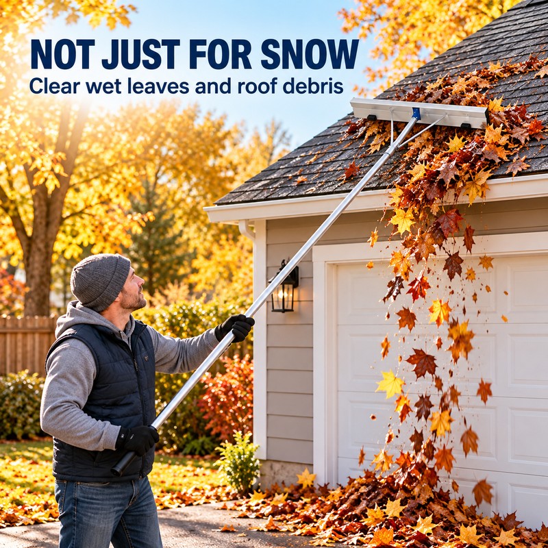 Adjustable Aluminum Roof Snow Rake with 20 Ft Telescoping Handle,