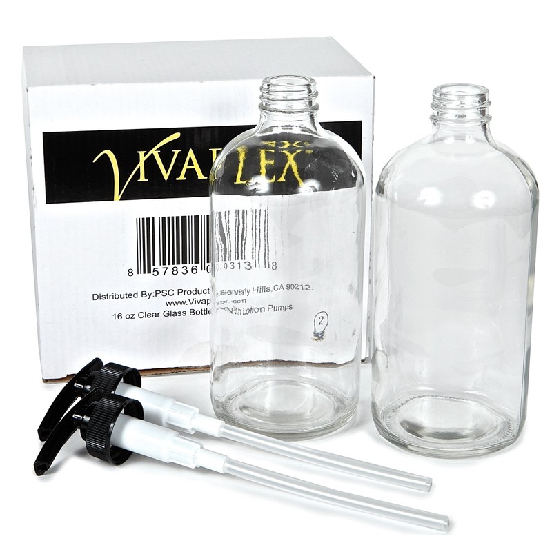 Vivaplex, 2, Large, 16 oz, Empty, Clear Glass Bottles with