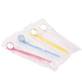 100pcs Disposable Dental Exam Mouth Mirrors Oral Mirrors Plastic Colors White Blue Red and Yellow (100, White)