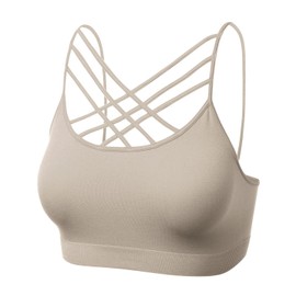 brasier deportivo para mujer, tirantes cruzados, bandeau, camisolas sin varillas, bralette, 102-ash Mocha, CH-M