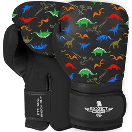 Kids Printed Knockout Boxing Gloves with Padded Protection (Dinosaur) - Size: 4OZ