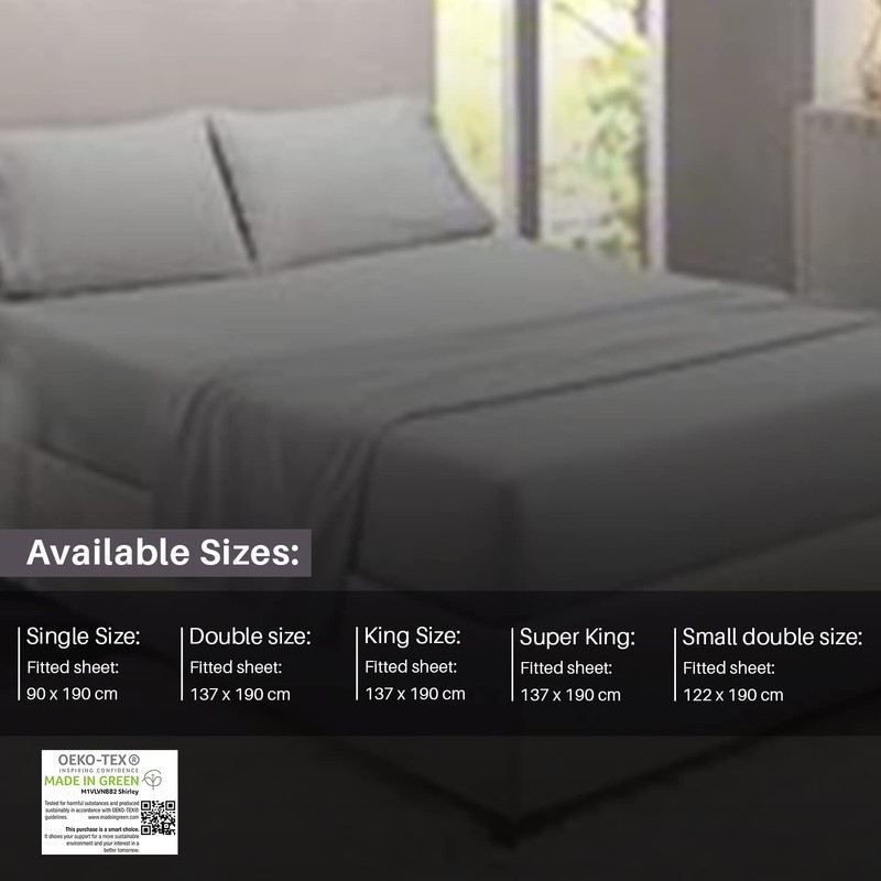Deep Fitted Bed Sheets Easy-Care Non-Iron Percale 10'' / 25CM