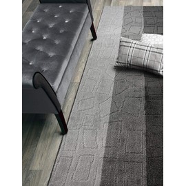 Custom Size Hallway Runner Rug, Slip Resistant, 26 Inch Wide X Your Choice of Length, Squares Anthracite, 26 Inch X 9 feet