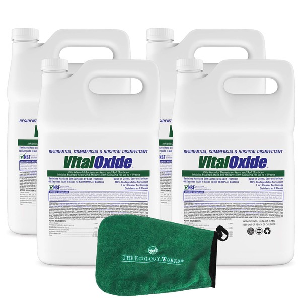 Vital Oxide Cleaner – Industrial Commercial Grade – Includes Applicator Mitt (Gallon) (4 Pack w/Applicator Mitt)
