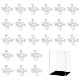 24 Sets Assemble Clear Display Box Corner Joint with Screws, Transparent Acrylic Triangle Connectors, Clear Corner Brace for Reinforcement Connection Furniture