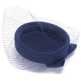 Lawliet Womens 1920s Vintage Look Wool Felt Fascinator Pillbox Hat Beret Cocktail Winter A606 (Navy Blue)