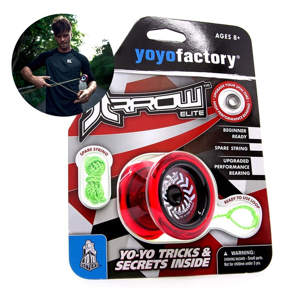 YOYO FACTORY YoyoFactory ARROW Freestyle Yo-Yo - Red (beginner to pro, 2 different level ball-bearings, string and instructions included)