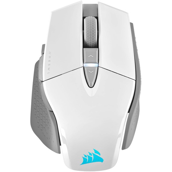 Corsair M65 RGB Ultra Wireless Tunable FPS Wireless Gaming Mouse - Sub-1ms Slipstream Wireless Technology, 26,000 DPI Optical Sensor, Up to 120 Hours of Battery Life, 8 Programmable Buttons - White