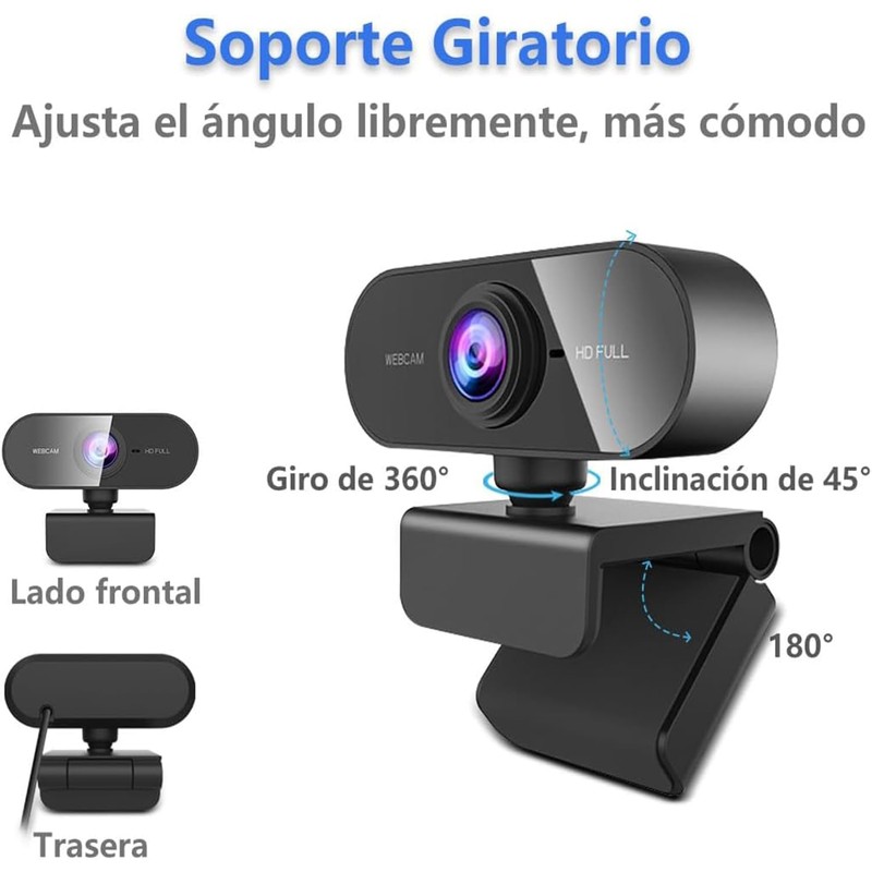 Weeiluoq Camara Web para PC HD 1080P,Webcam con Microfono para