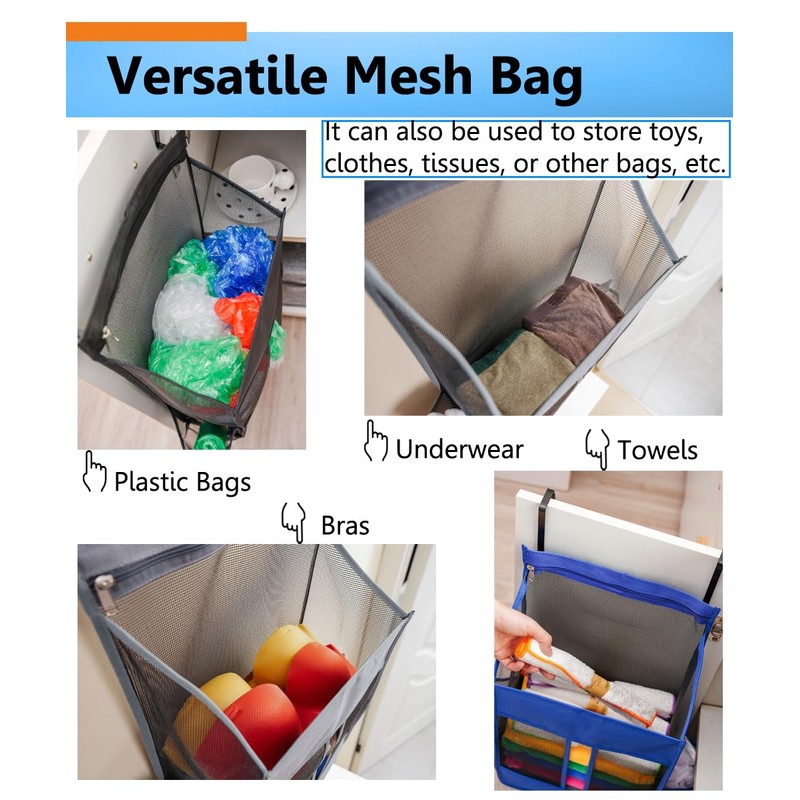 ALYER Hanging Plastic Grocery Bag Holder and Dispenser,Mesh Over the