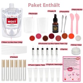 Make Your Own Lip Gloss, Vezerd Lip Gloss Making Kit, DIY Making Set, Girls Lip Gloss Set, Funny Make-Up Gift for Women, Rose