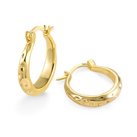 ALEXCRAFT Gold Hoop Earrings for Women Hammered Earrings 14K Gold Plated Teardrop Hoop Earrings Hypoallergenic 925 Sterling Silver Lightweight Wide Thick Chunky Hoop Earrings Jewelry