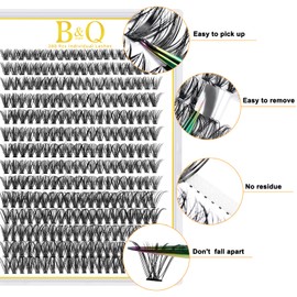 B&Qaugen Lash Clusters 40D-C-14 LASH Individual Lashes 280 Clusters False Eyelash 10D 20D 30D 40D Lash Clusters Extensions Individual Lashes Cluster DIY Eyelash Extensions DIY (40D-C,14MM)